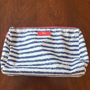 Scout Striped Navy & White Cosmetic Pouch with Red Trim